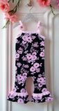 Pink Black Floral 1 Piece Romper