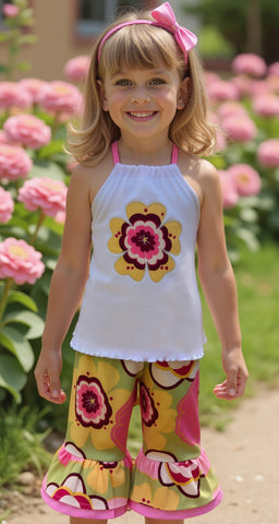 Floral Capris & Halter Summer Outfit 