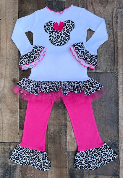 Leopard Print Minnie Mouse Girl Outfit 