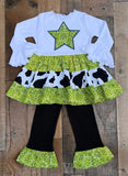 Lime Bandana Cow Western Wear Outfit 