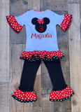 Minnie mouse Red White Polka Dot Outfit 
