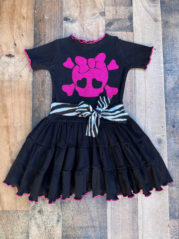 Pirate crossbone zebra print girl dress
