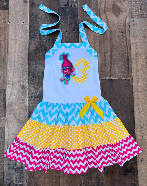 Poppy Trolls birthday girl dress