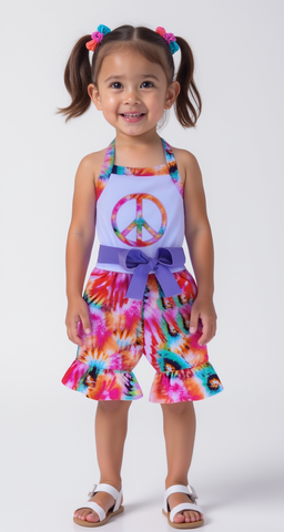 Tie Dye Romper Girl Outfit 