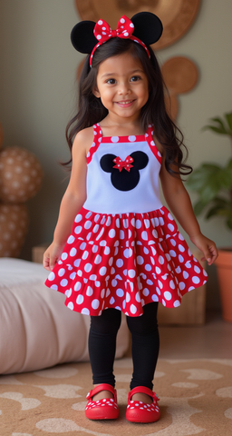 Red White Polka Dot Minnie Mouse Girl Outfit