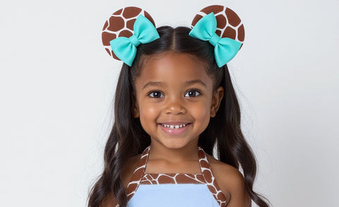 Giraffe Print Minnie Mouse Ear Clip Hair Bows