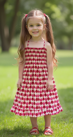 Apple Print Smocked Back To School Dress